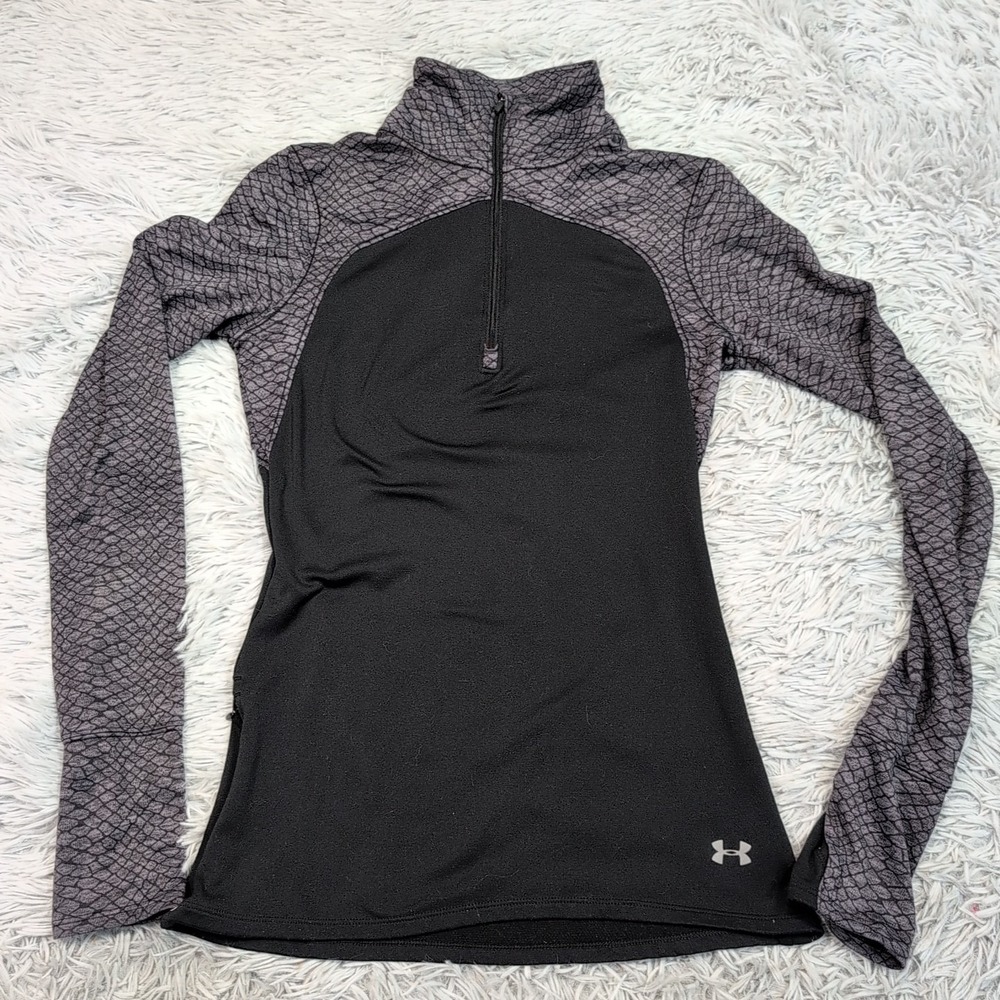 Under Armour Shirt Womens S‎ Black Fitted Activewear Athletic Running Coldgear
